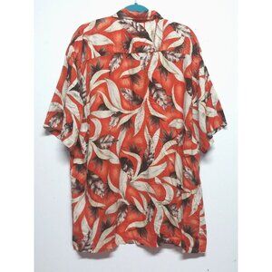 Scandia Woods 2XL/TL Mens Hawaiian shirt tropical floral orange brown short slee